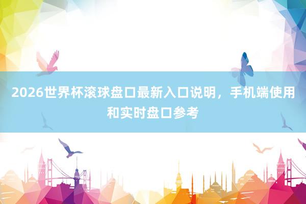 2026世界杯滚球盘口最新入口说明，手机端使用和实时盘口参考