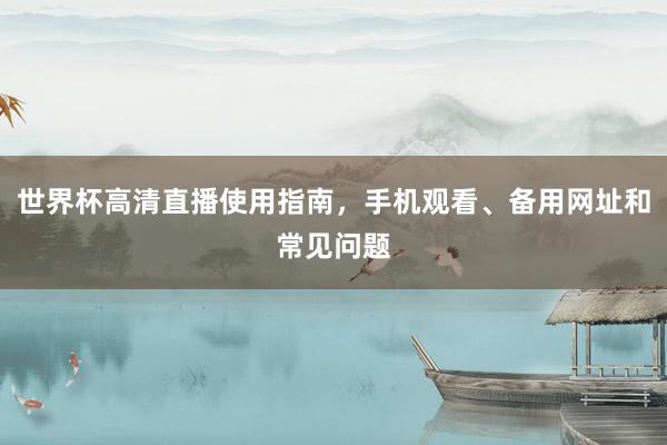 世界杯高清直播使用指南，手机观看、备用网址和常见问题