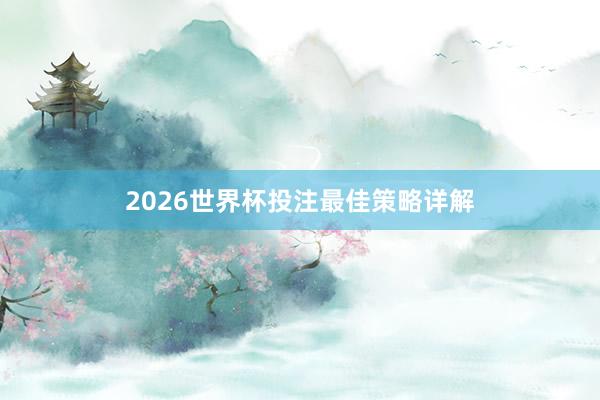 2026世界杯投注最佳策略详解