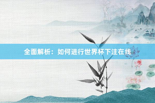 全面解析:如何进行世界杯下注在线